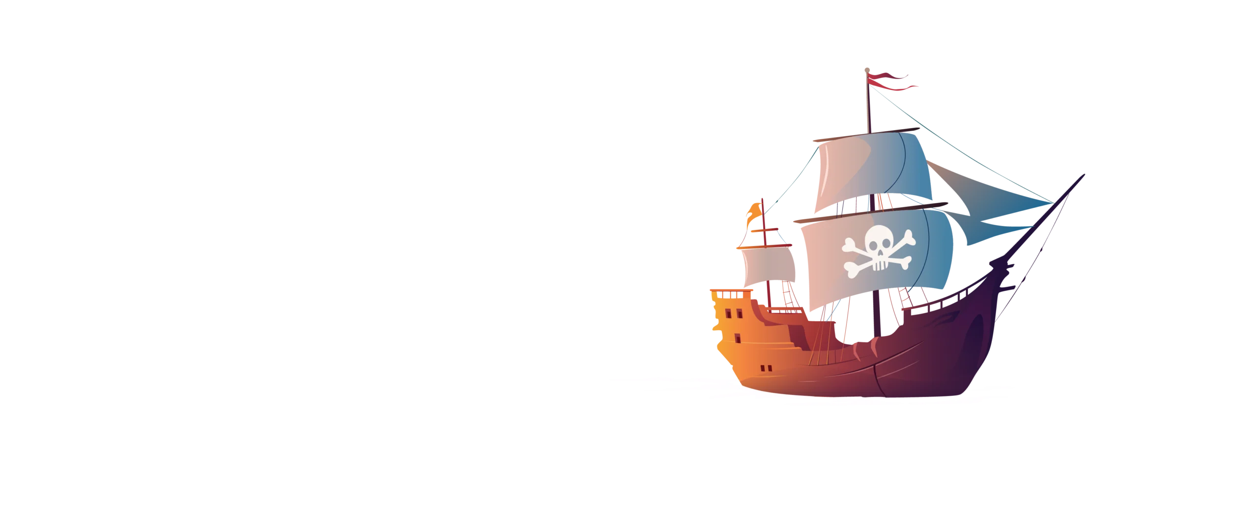 Cannon's pirate ship wading off of the Cove's shore
