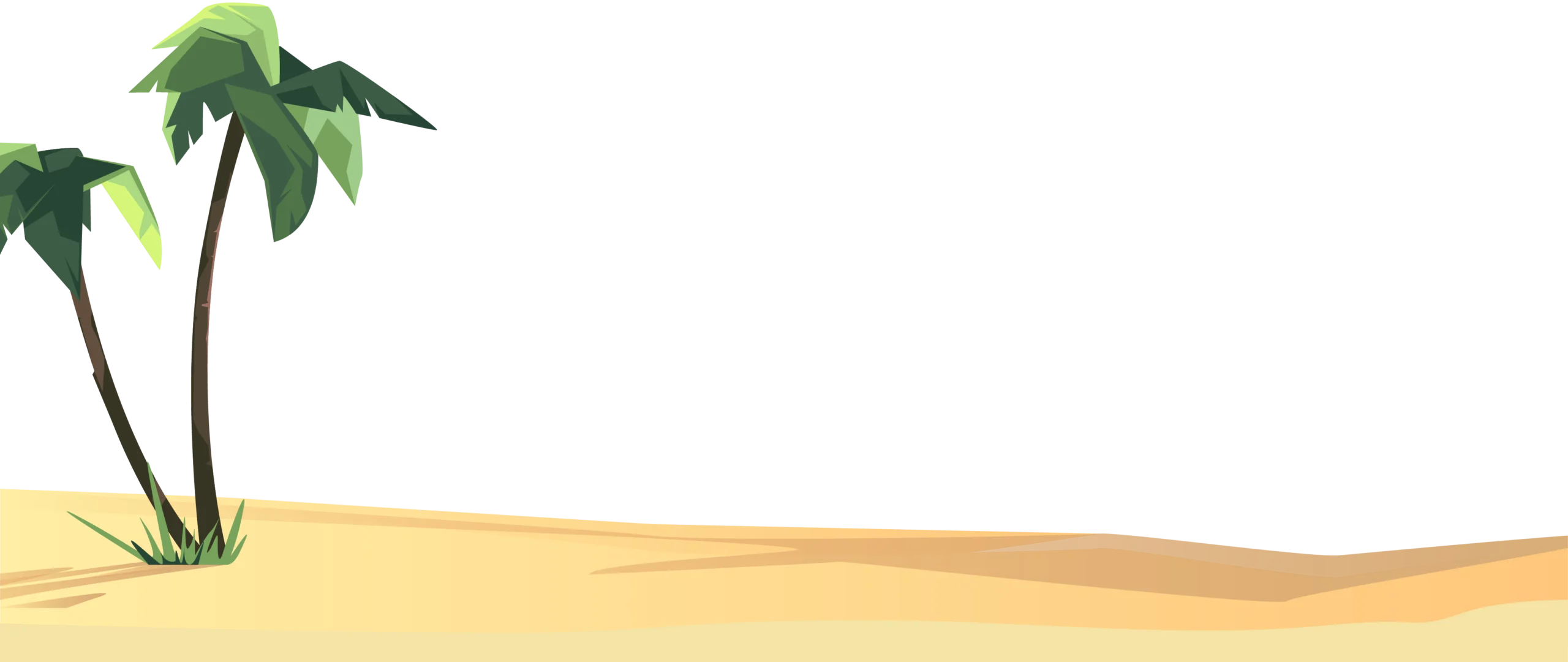 The sands of Cannon's Cove with two palm trees