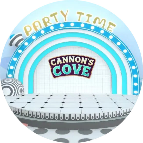 Rendering of Cannon's Cove birthday party package stage